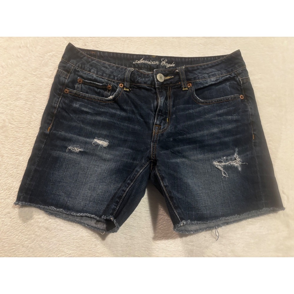 American Eagle Jean Shorts Women's 4 Cut Off Distressed Denim‎ Blue